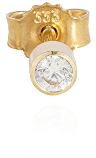 NKlaus Exklusive Einzel Kelch Ohrstecker: Elegante 333 Gelbgold Ohrstecker mit mattem Finish, 8 Karat, zylindrisch geformt, besetzt mit funkelnden Ø3mm Zirkonia in Weiß 3667