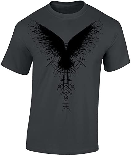 Wikinger Tshirt Herren | Schattenrabe T-Shirt | Viking Shirt Männer (Dark Grey 3XL)