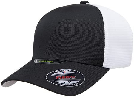 Flexfit Unisex-Erwachsene Melange Unipanel Trucker Cap Baseballkappe, Schwarz/Weiß, L/XL