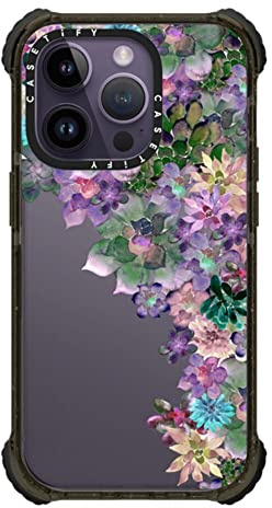 CASETiFY Ultra Impact iPhone 14 Pro Case [5x Military Grade Drop Tested / 11.5ft Drop Protection] - MY SUCCULENT GARDEN - Glossy Black