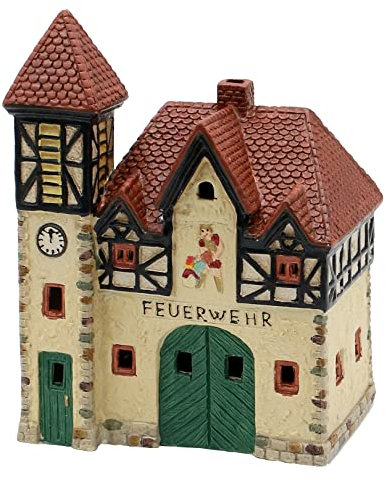 Dekohelden24 Windlicht-Haus Feuerwehr/Porzellanhaus, L/B/H ca. 16 x 10 x 22 cm