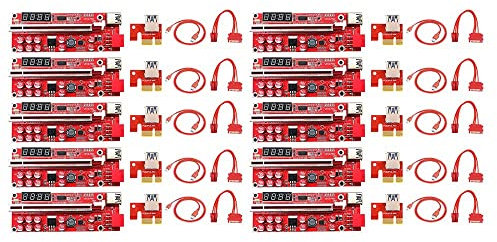 Qwertfeet 10 Pieces Series V013 Pro Pcie Card X1 to X16 Graphics Card Extension Cable Temperature Control for Mining Miner