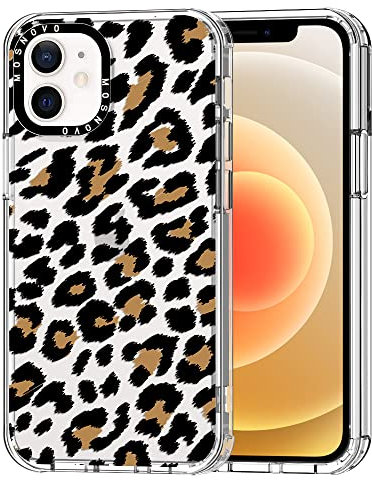 MOSNOVO für iPhone 12 Mini Hülle – Durchsichtige, schlanke, stoßfeste TPU+PC-Handyhülle, [6,6 Fuß Fallschutz/Anti-Abziehen] - Leopardenprint