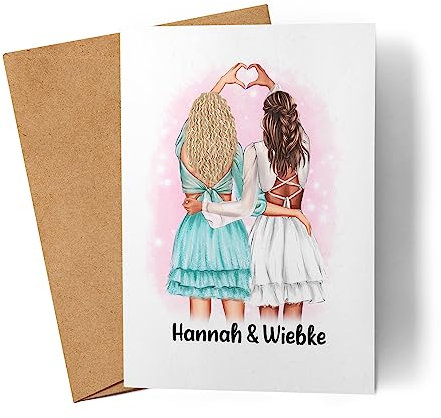 Kiddle-Design Karte Beste Freundin Geburtstagskarte | Geschenk Beste Freundin mit Namen | Freundinnen-Bild zum Geburtstag Freundschaft Personalisiert