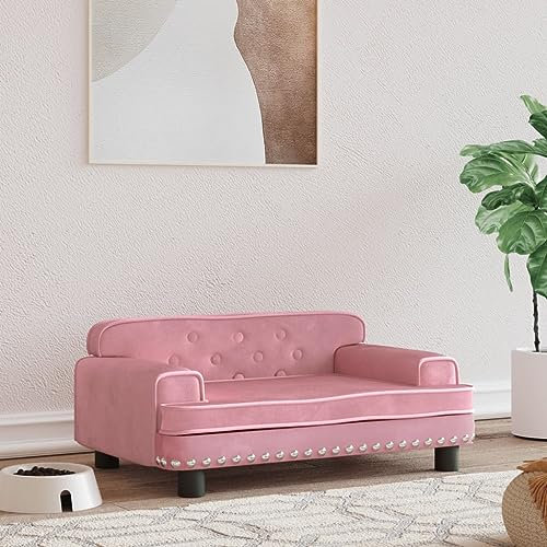 puraday Hundebett Rosa 70x45x30 cm Samt Hundesofa Hundebetten Katzenbett Bequeme Haustierbett Katzensofa Stilvolles Design Kann Im Wohnzimmer Oder Schlafzimmer Platziert Werden