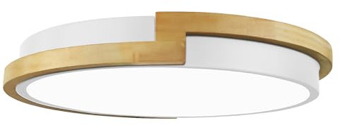 Himmel Slip Holz LED Unterputz Deckenleuchte, 50cm Runde dimmbare Deckenleuchte, 2700K-6000K wählbare minimalistische Deckenleuchte für Wohnzimmer, Schlafzimmer (weiß, 50cm)