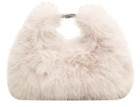 Ulisty Damen Klein Kunstfell Fuchs Pelz Clutch Tasche Mini Pelzige Abendtasche Plüsch Schultertasche Umhängetasche Hobo-Tasche Handtasche