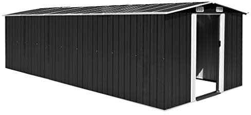 Abri de jardin en métal Anthracite 257 x 580 x 181 cm