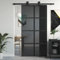 Gecheer Puerta corredera para interior, de cristal ESG y aluminio, negro y transparente oscuro, 102,5 x 205 cm, puerta corredera de cristal y aluminio, puerta para interior