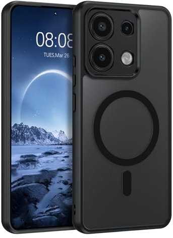 DUEDUE Coque Magnétique pour Xiaomi Redmi Note 13 4G (Pas pour 5G) Compatible avec MagSafe,Protection Étui Housse Antichoc Bumper,Anti Rayures Dos Translucide Mat Arrière Fine Antichoc,Noir
