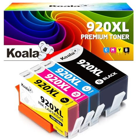 Koala 920XL Druckerpatronen Kompatibel für HP 920 XL 920XL Multipack Patronen für HP OfficeJet 6500A 6500 6000 7500 7000 Patronen (Schwarz, Cyan, Magenta, Gelb, 1x 1200, 3X 700 Seiten)