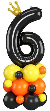 Schwarz Luftballons 6. Geburtstag Junge Bagger Zahlen 6 Folienballons für 6 Jahr Alt Geburtstags Deko mit Bauwagen 40 Zoll Groß Schwarz Orange Gelb Sechs Digit Ballons für 6th Geburtstags Feier Party