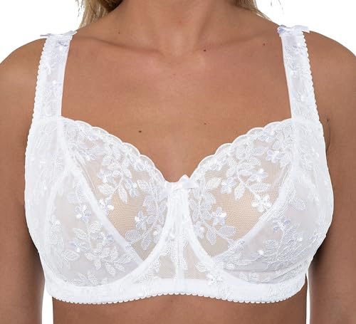 Gemm Womens Plus Size Lace Full Coverage Firm Hold Non Padded Underwire Full Cup Bra