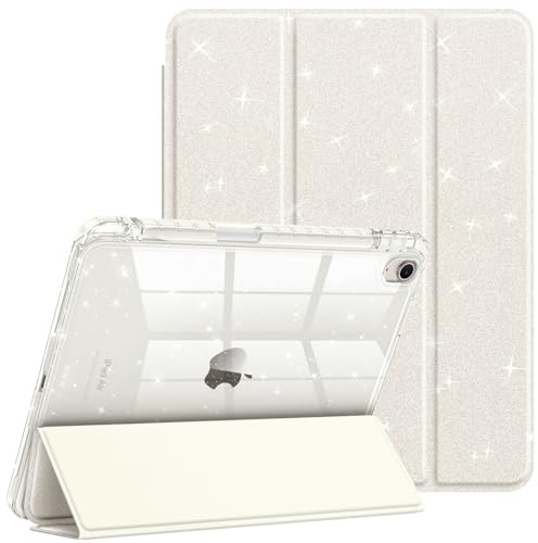 FINTIE Custodia per iPad Air 11 Pollici M4/M3/M2 (2026/2025/2024), iPad Air 5a/4a Gen 10,9 (2022/2020) con Portapenne - Antiurto Glittering Trasparente Cover con Auto Sveglia/Sonno, Galassia