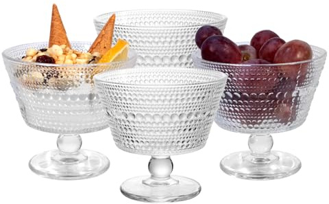DNIENKGE Set di 4 tazze in vetro per colazione, dessert, gelato, gelato, gelato, yogurt (4 pezzi)