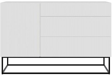 Selsey Armario con 3 cajones y 1 Puerta, 140 cm, Color Blanco y Negro