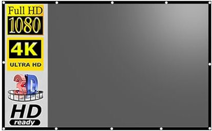 BODORME Foldable Projector Screen, Folding Projection Screen Curtain Metal Anti-light Projector Curtain 100 120 130 Inches For Movie Home Theater Cinema Office(100 inches 4 to 3)