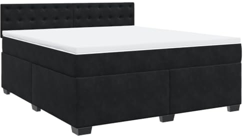 vidaXL Boxspringbett mit Matratze Schwarz 180x200 cm Samt
