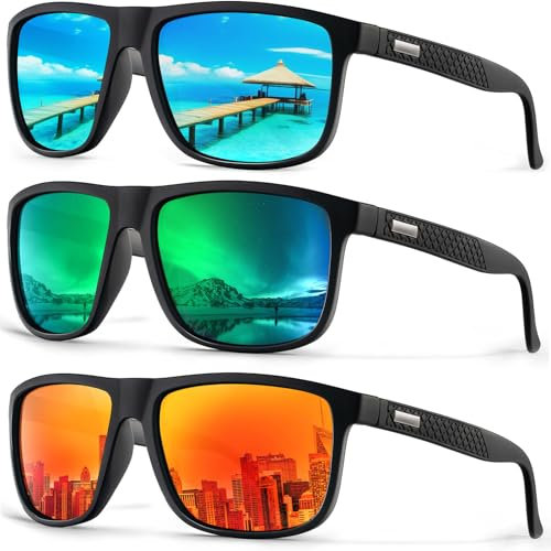 HENGOSEN Polarised Sunglasses Men Sports: Polarized Sunglasses Running Fishing Driving Sun Glasses with UV Protection 3 PACK