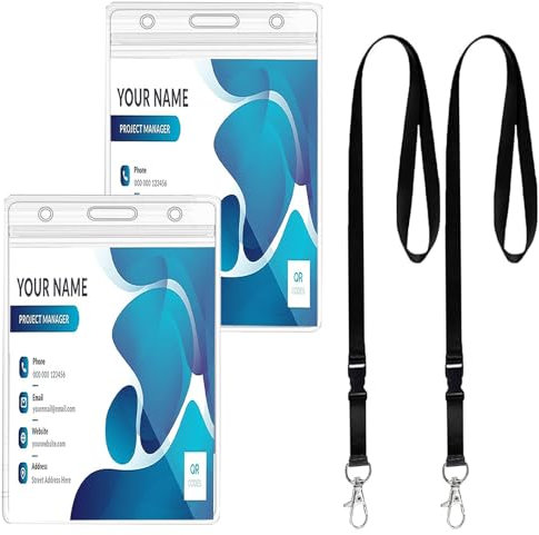 Fhlbestyu 1/2 PCS Porte Badge Cordon Tour de Cou avec Porte-cartes, Porte Carte Tour de Cou Transparent et Etanche, Porte Clés Carte de Travail, Carte D'étudiant, Lanière de Bureau