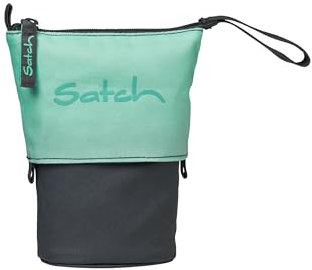satch Pencil Slider extra groß inkl. Trennfach Reißverschlussfach Stiftehalter Geodreieck Sichtfenster für Stundenplan Gradient Mint - Anthrazit