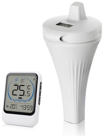 Pool Thermometer Schwimmendes mit Multifunktions-LCD-Anzeige - IP68 Wasserdichtes Pool Thermometer Funk, 60 Meter Reichweite des Signalempfangs (ohne Batterie)