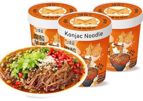 Instant Konjac Noodle 217g/Cup,Hot and Sour Noodles Soup,Low Carb Konjac Pasta,Ramen,Shirataki,Spicy Chinese Specialties Food,Convenient Fast Breakfast,Healthy,Vegan,Snack Gifts (6 Cup)