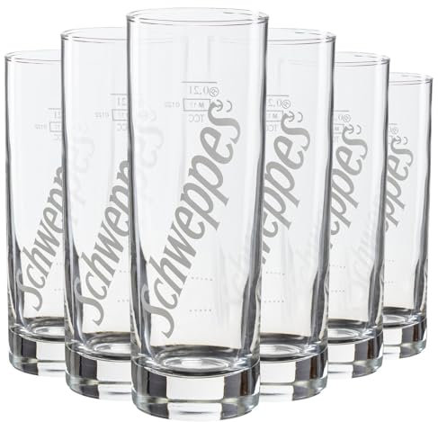 Generisch 6x Schwepes Longdrinkglas 0,2L geeicht – Offizielle Trinkgläser für Cocktails & Softdrinks – Robustes Glas für Bar & Gastronomie
