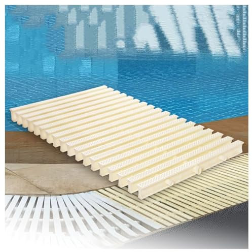 Cubierta De Drenaje De Tres Interfaces, Rejilla De Desbordamiento For Piscina, Filtro Protector De Canaletas De Drenaje For Piscina (color Hueso)(30x100CM,4 piece)