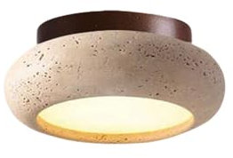 RXPVUXE Plafoniera in Pietra Wabi-sabi, Lampada da soffitto in travertino Giallo in Stile Giapponese, lampadari da soffitto Vintage da 10 W per Camera da Letto, Ingresso, Cucina, Foyer, Scala