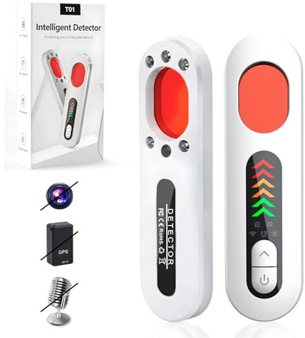 Zilchx Wanzen Detektor, Hidden Camera Detector mit 5 Stufen Empfindlichkeit, Versteckte Kamera Detektor, Anti Aufnahme Detektoren GPS Tracker Detektor für Hotel Heim Büro, Weiß