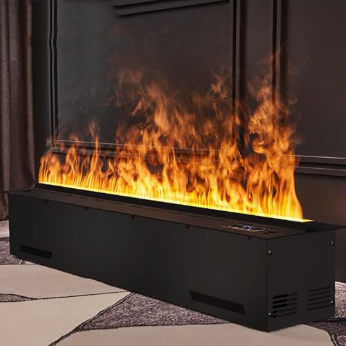 Elektrokamin mit Wasserdampf-Technologie, Elektrischer Kamin mit Flammeneffekt, 3D-berührbare Simulationsflamme, Verstellbarer Flammennebelkamin, Modern & Sicher,50cm/19.6in