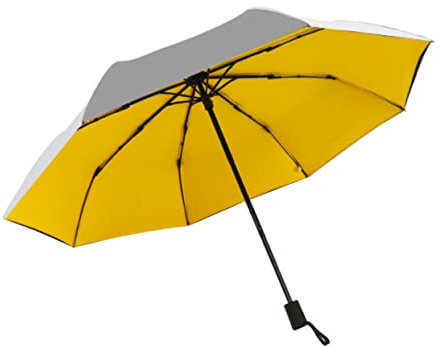 Veemoon Sombrilla de Plateado Doble Capa de Protección UV y Solar Color Amarillo Ergonómico Lluviosos