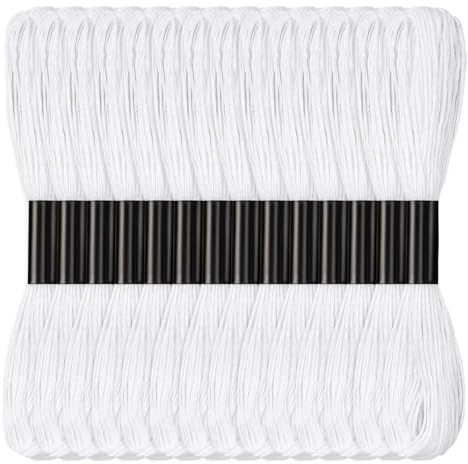 14 matasse di filo da ricamo bianco, 108 m, per braccialetti dell'amicizia, per principianti, filo per braccialetti fai da te