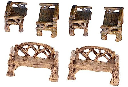 Milisten 2 Sätze Teiliges Garten Deko Resin mit Mini und Stühlen für Puppenhaus und Dekoration Realistische Handwerkskunst für Kreative und Gartenliebhaber