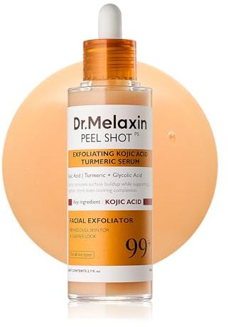 Dr. Melaxin Peel Shot Kojic Acid Turmeric Serum – Exfoliating Dark Spot Corrector with AHA/BHA & Niacinamide, Brightening & Even Tone Facial Serum (80ml / 2.70 fl oz)