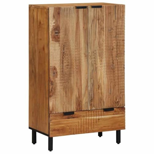 Frdhee Aufbewahrungsschrank Bücherregal Deko,Highboard mit Regal Braun 60 x 33 x 100 cm Massivholz Akazie,Flurschrank für Wohnzimmer,Schlafzimmer,Arbeitszimmer