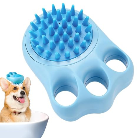 Pet Bath Brush – Shampoo Dispensing Massage Scrubber, Soft Silicone Bristle Cat Washing Brush for Kitten Bathing Grooming, Pet Cleaning Comb for Home Shower Relaxing Care