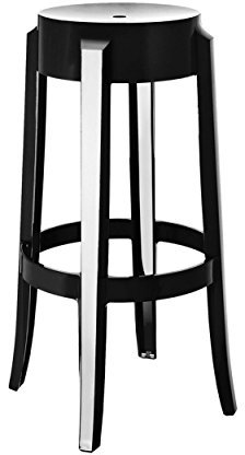 Kartell 4899E6 Tabouret Charles Ghost 75 cm (Noir Brillant)