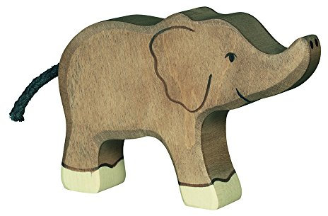 Holztiger 80537 - Spielfigur - Elefant, klein Rüssel hoch