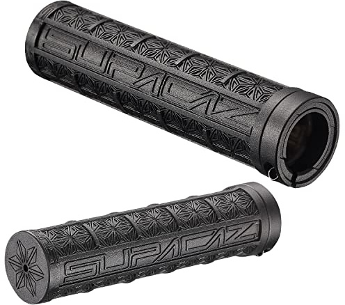 Supacaz Black Grizips Lock-On MTB Grip - Mountain Bike Non-Slip Handlebar Grip - 32mm