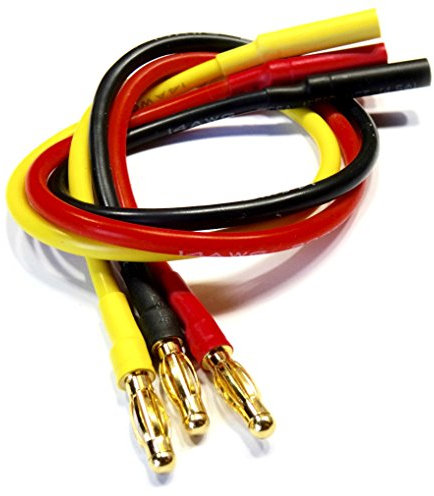3 Stück (1 Set) Premium Verlängerung Kabel für Brushless Motor Regler ESC mit 4mm Goldstecker Male auf Female 14AWG 200°C Kabel 250mm 25cm Rot Gelb Schwarz Modellbau