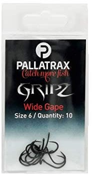 Pallatrax Gripz Wide Gape Hooks - Award Winning Carp Fishing Hooks (Size 6 - Wide Gape)