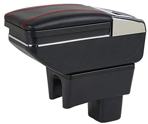 Leder Auto Mittelkonsole Armlehne Box Kompatibel mit Suzuki Swift 2005~2021 2022 2023 Innenteile Armlehnen Aufbewahrungsbox (Black)