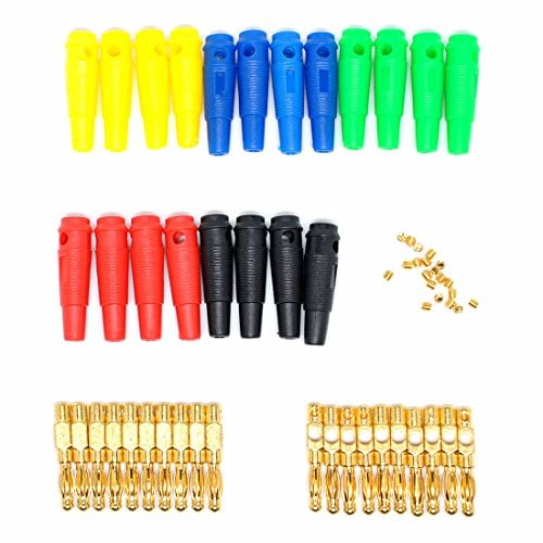 Oiyagai 20 Stück 5 Farben 4MM vergoldete Bananenstecker für Sonden Anschlussklemme