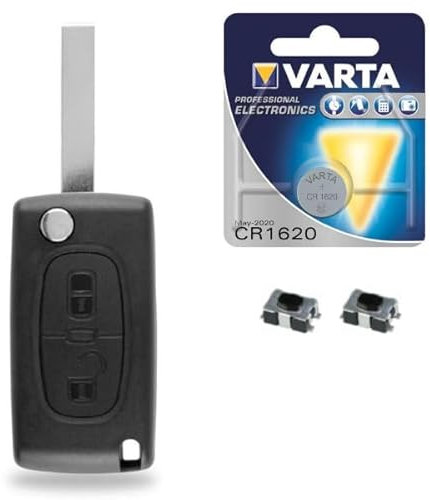 Coque de Clé Voiture Télécommande Plip Citroen C4 Picasso • C2 • C3 • C5 • Berlingo • Jumper + Switch + Pile CR1620 VARTA - Kit iRace Keys®