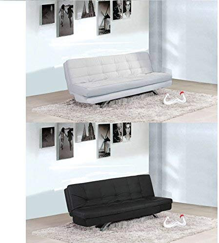 Bagno Italia Schlafsofa aus Kunstleder weiß oder schwarz 192 x 87 cm Sofa mit Liegefunktion für Wohnzimmer Eleonora I
