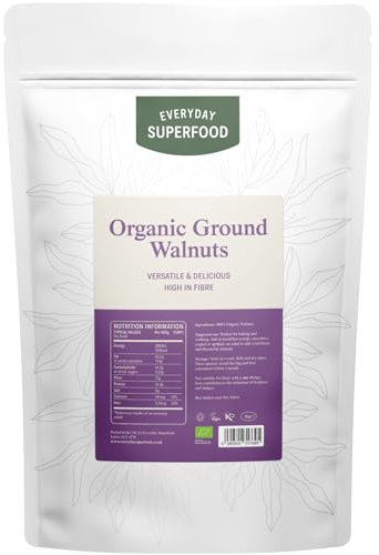 Everyday Superfood Organic Ground Walnuts 900g, Raw Grated Walnuts Ideal for Baking, Vegan and Kosher