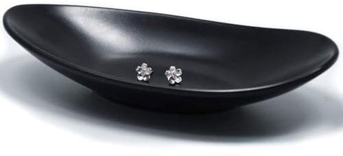BigNoseDeer Plateau à bijoux Bol à clé Noire,Plateau des clés de l'organisateur porte-clés pour entrée bol à bijoux Décoration de table cadeau de pendaison de crémaillère (ovale)