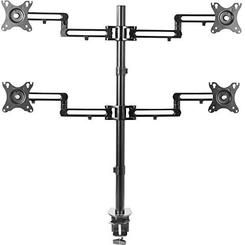 VIVO Quad Monitor 17 to 32 inch LED LCD Clamp-on Desk Mount, Heavy Duty Articulating Computer Stand, Holds 4 Screens, Max VESA 100x100, Fully Adjustable for Home Office Workstation, STAND-V104Y